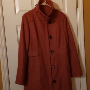 Esprit Winter Orange Wool Coat, Warm, Vintage, Size L, Excellent Condition